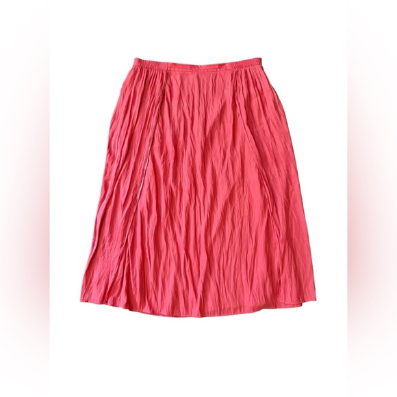 Soft Surroundings Coral Maxi Skirt Elastic Waist Slits Size M Summer Lightweight - Picture 1 of 6
